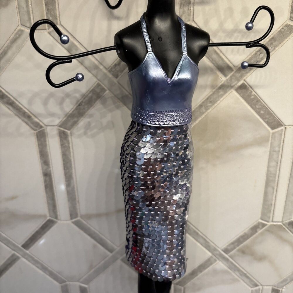 Y2K Mannequin Jewelry Holder Purple Sequin Top Edgy Decor Baddie 17” Tall